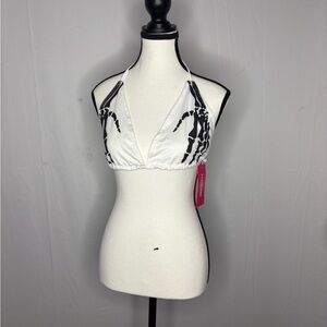 Women's Black and White Halter Bralette